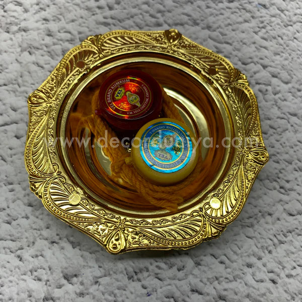 Manjal KumKum Box with Plate - KMH2