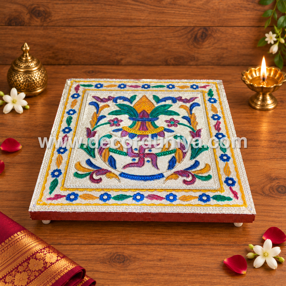 Wooden Meenakari Manai - KMM4