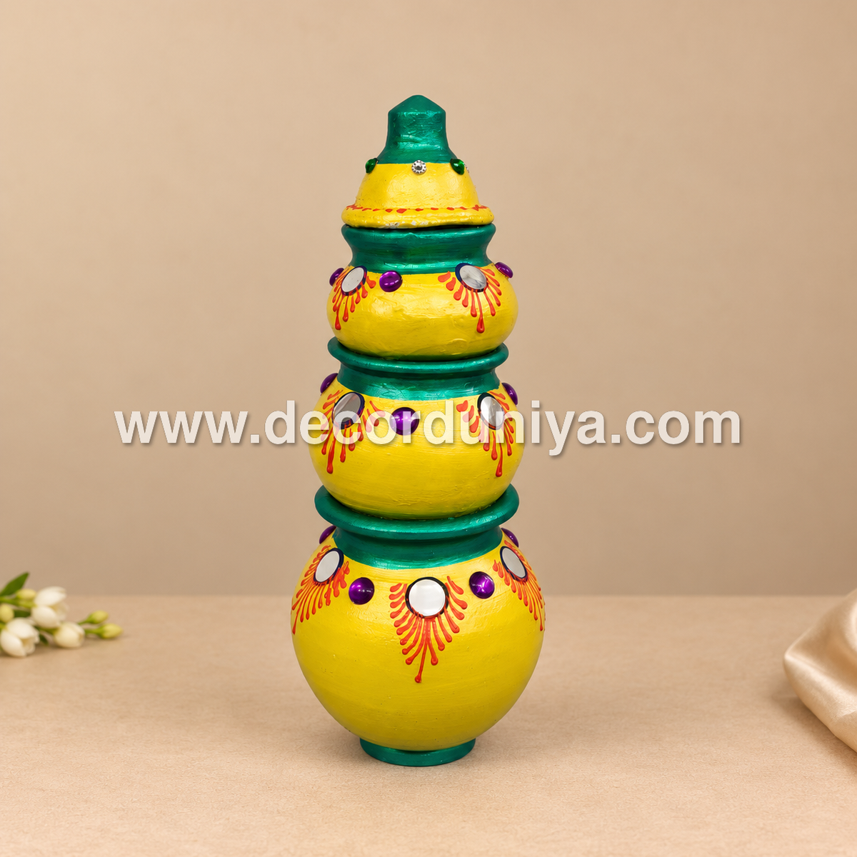 Handmade Clay Akshaya Kubera Pot | Kubera Pot Brings Prosperity, Good Luck, Financial Gains - KP20
