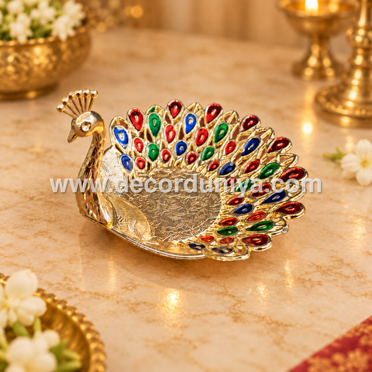 Meenakari Peacock Candle Light Holder - KSP51
