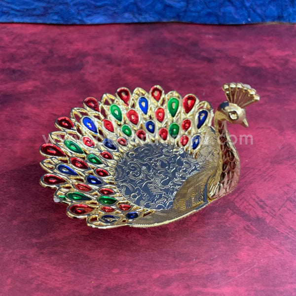 Meenakari Peacock Candle Light Holder - KSP51