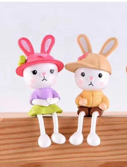 Cute Rabbit Couple Miniature - M35-C
