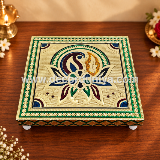Wooden Meenakari Manai | Metalic Gold - MN109