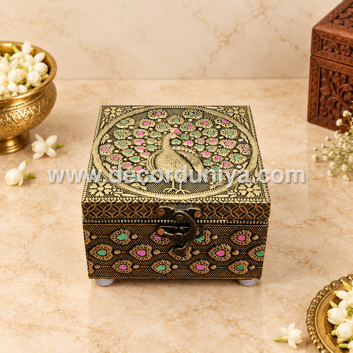 Meenkari Wooden Jewel Box - MN131