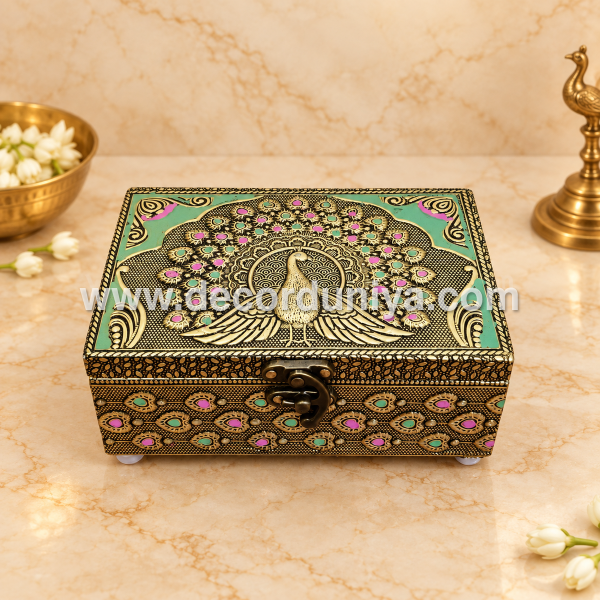 Meenkari Wooden Jewel Box - MN132