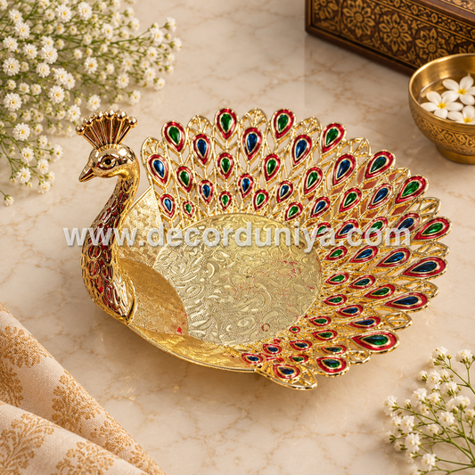 Meenakari Peacock Candle Light Holder - PA1