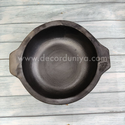 Black Clay Pot | Pan Type with Flat Bottom - B101