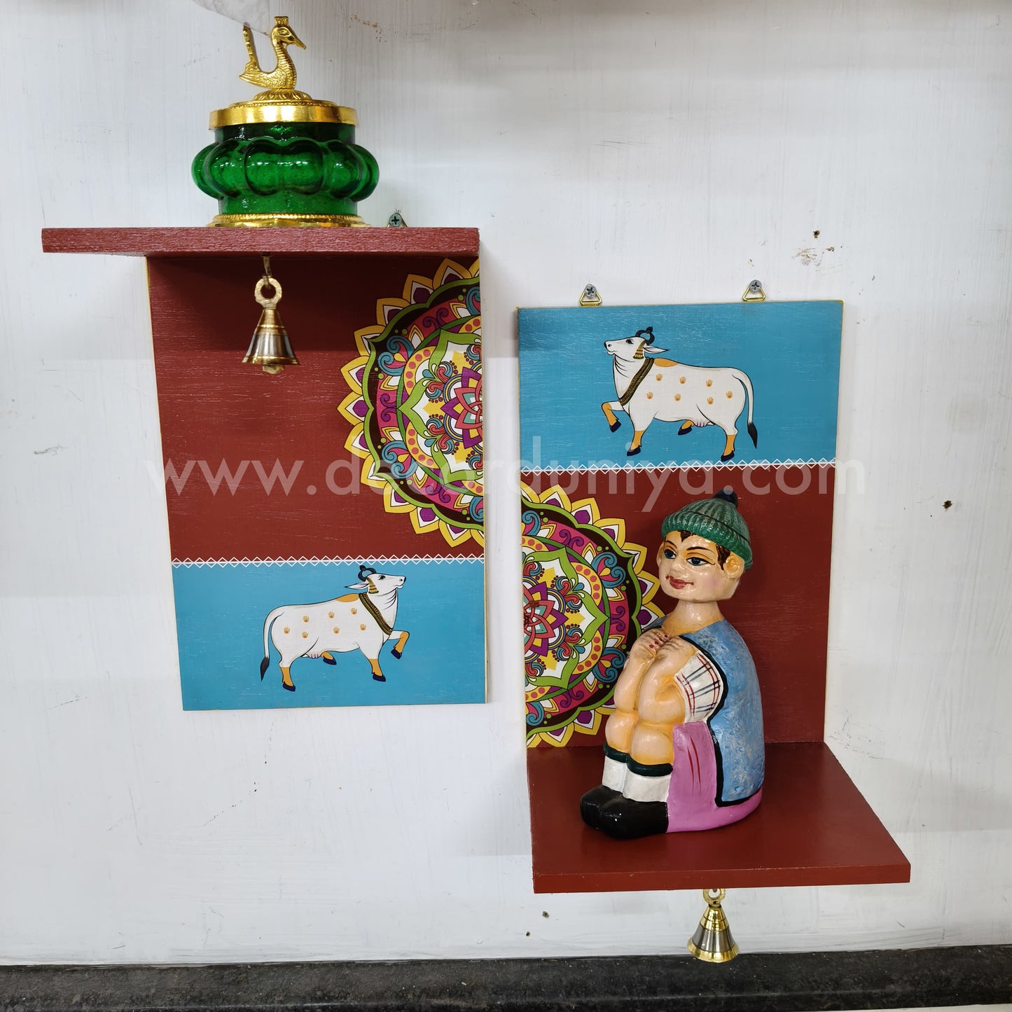 Wooden Kolam Wall Shelf, Vilakku Madam (Pair - 2 pcs) -  VMB7