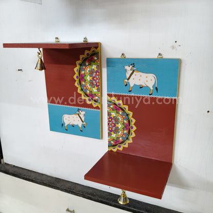 Wooden Kolam Wall Shelf, Vilakku Madam (Pair - 2 pcs) -  VMB7