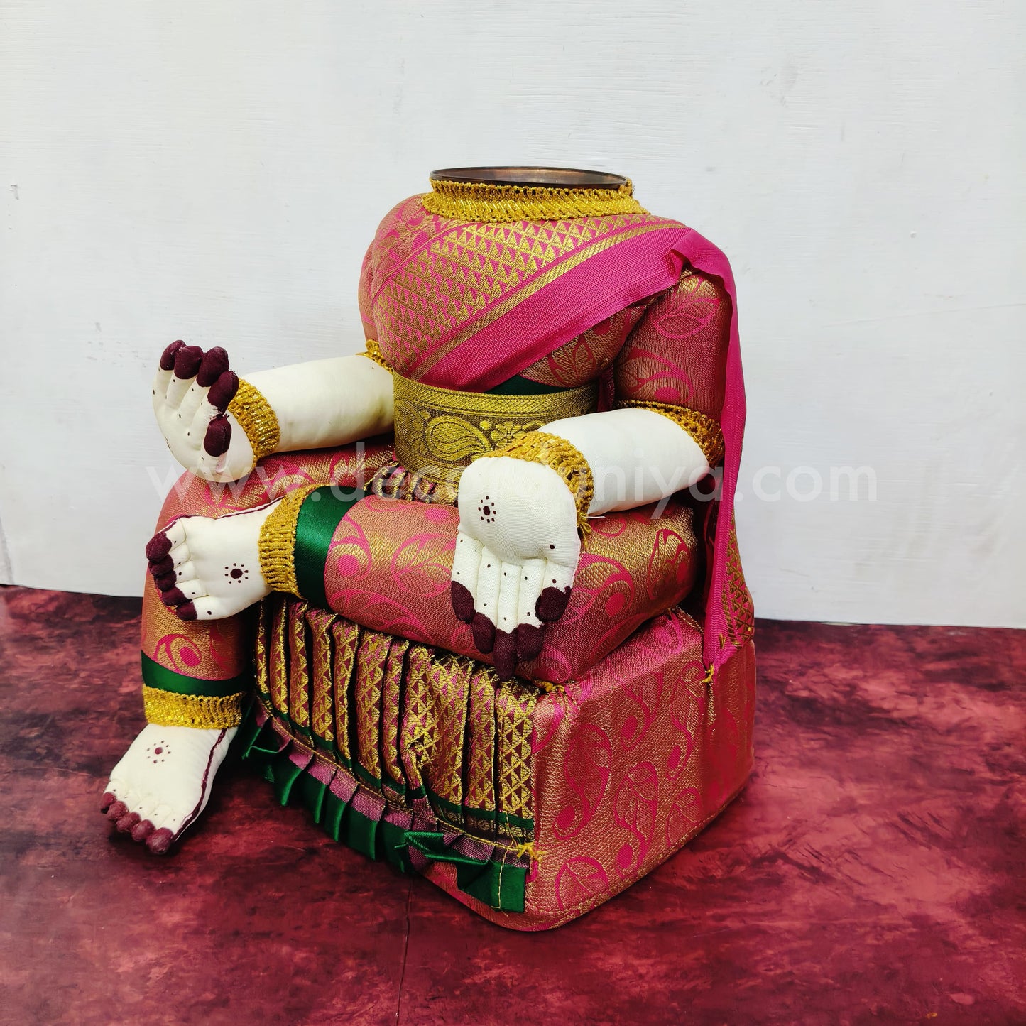 Saree Drapped Ready Goddess Doll (Body) with Copper Kalasam for Varalakashmi Pooja / Decoration - VL3