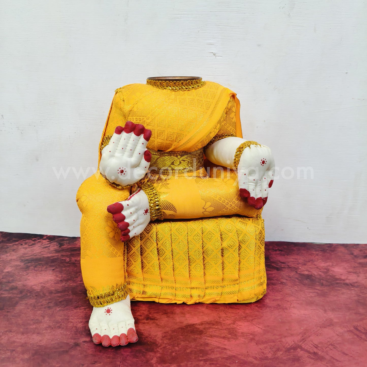 Saree Drapped Ready Goddess Doll (Body) with Copper Kalasam for Varalakashmi Pooja / Decoration - VL2
