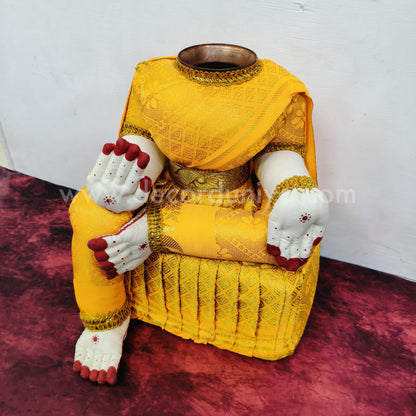 Saree Drapped Ready Goddess Doll (Body) with Copper Kalasam for Varalakashmi Pooja / Decoration - VL2