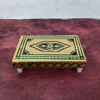 Wooden Meenakari Manai | Metalic Gold - MN112