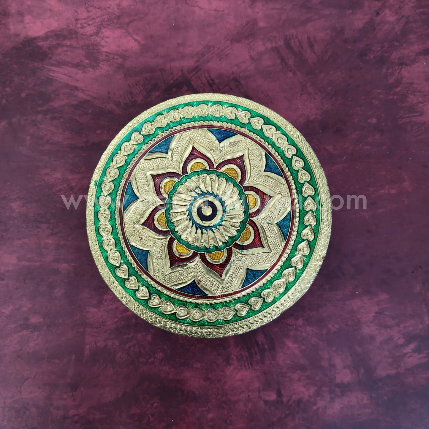 Wooden Meenakari Manai | Metalic Gold - MN115