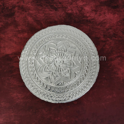 Wooden Meenakari Manai | Silver - MN119