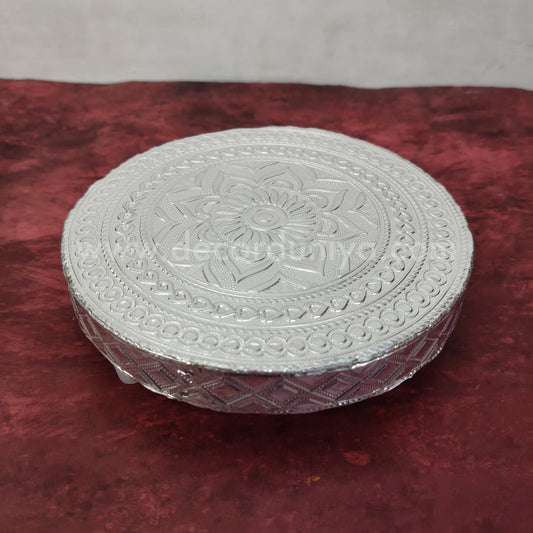 Wooden Meenakari Manai | Silver - MN119