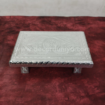 Wooden Meenakari Manai | Silver - MN121