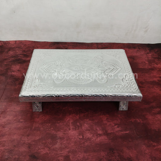 Wooden Meenakari Manai | Silver - MN123