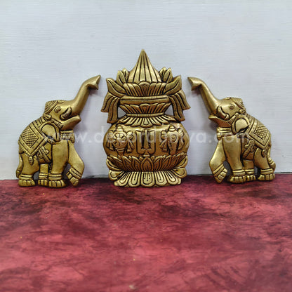 Mangala Kalasam with Elephants Wall Hanging Set | RJ1013