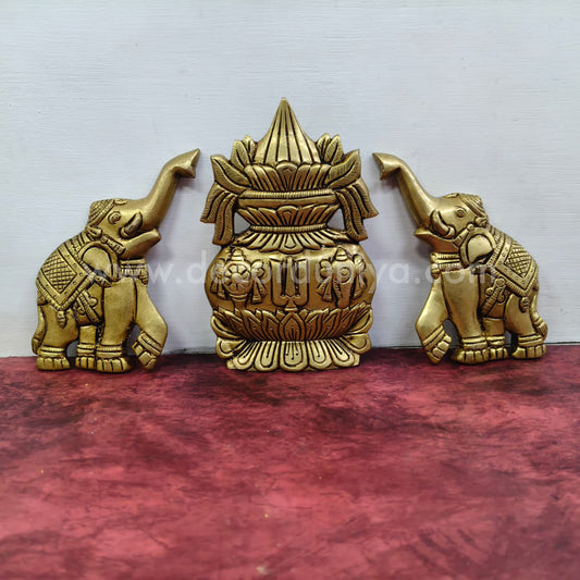 Mangala Kalasam with Elephants Wall Hanging Set | RJ1013
