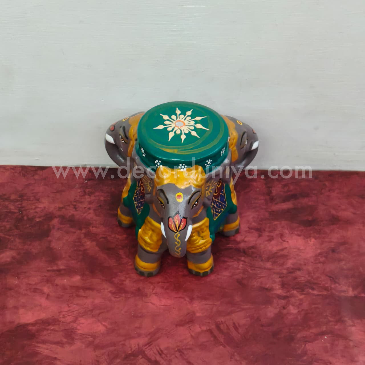 Hand Crafted 3 Face Elephant Stand - VS105