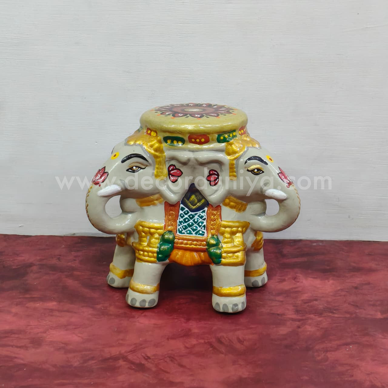 Hand Crafted 3 Face Elephant Stand - VS1014
