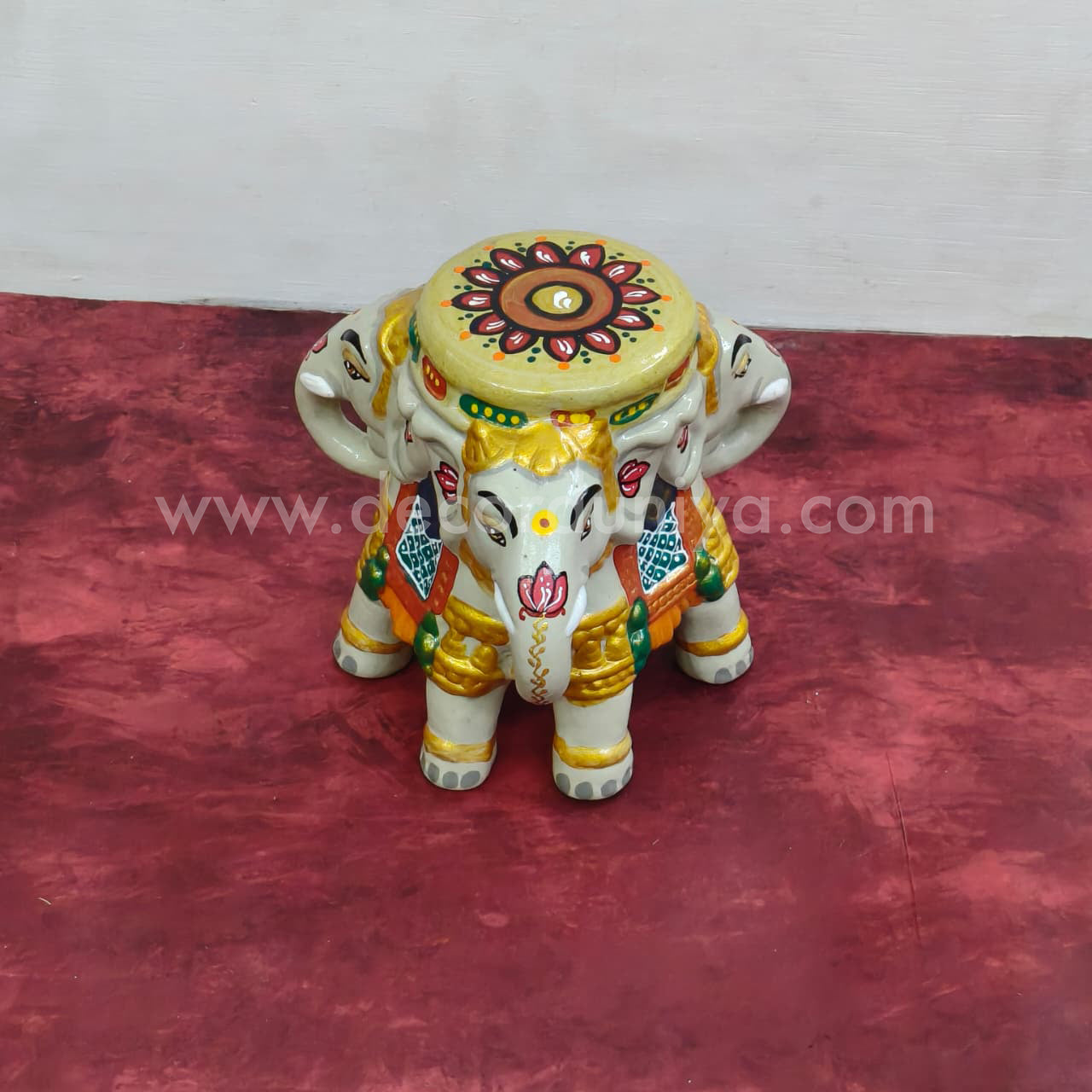 Hand Crafted 3 Face Elephant Stand - VS1014