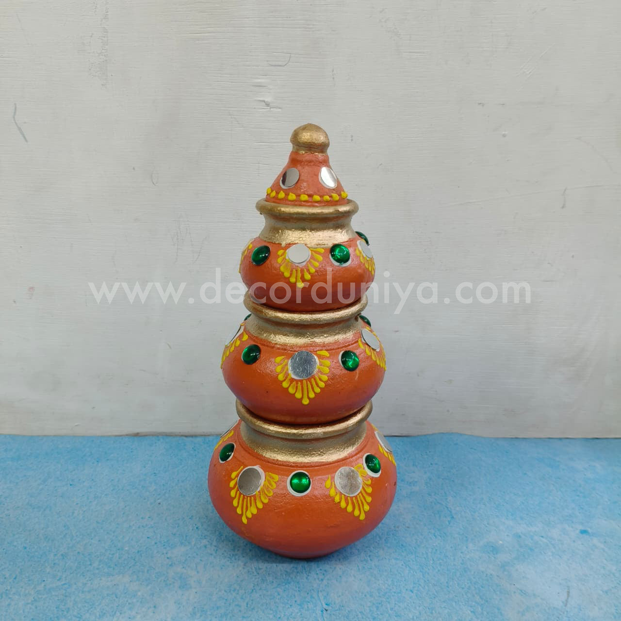 Handmade Clay Akshaya Kubera Pot | Kubera Pot Brings Prosperity, Good Luck, Financial Gains - KP21