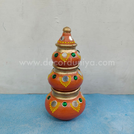 Handmade Clay Akshaya Kubera Pot | Kubera Pot Brings Prosperity, Good Luck, Financial Gains - KP21