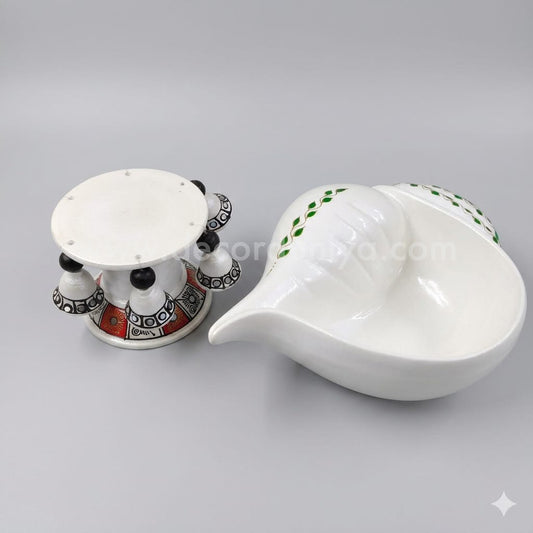 Handcrafted Sangu Urili with Bell Stand | Traditional Decorative Urli for Pooja & Home Decor – VP61