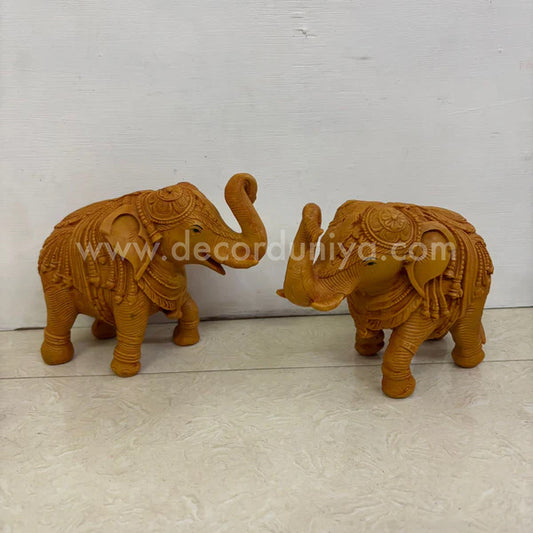 Wood Finish Elephant Pair - PM8