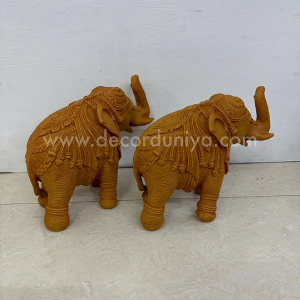 Wood Finish Elephant Pair - PM8