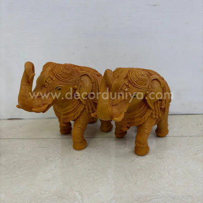Wood Finish Elephant Pair - PM8