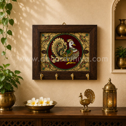 Annapakshi Key holder | Reverse Glass Painting | Tanjore Artwork - PVK101