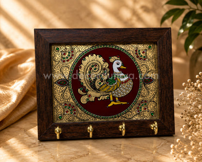 Annapakshi Key holder | Reverse Glass Painting | Tanjore Artwork - PVK101