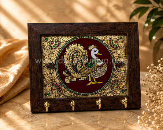 Annapakshi Key holder | Reverse Glass Painting | Tanjore Artwork - PVK101