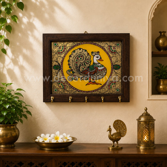 Annapakshi Key holder | Reverse Glass Painting | Tanjore Artwork - PVK111