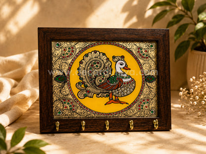 Annapakshi Key holder | Reverse Glass Painting | Tanjore Artwork - PVK111
