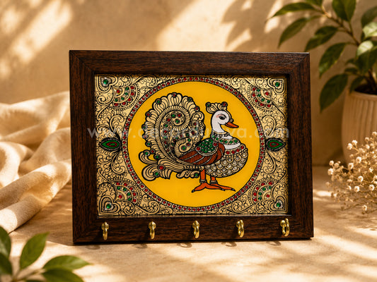 Annapakshi Key holder | Reverse Glass Painting | Tanjore Artwork - PVK111