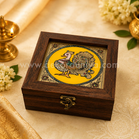 Annapakshi Jewellery Box with Reverse Glass Painting | Traditional Tanjore Art – PVK12
