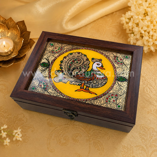 Annapakshi Jewellery Box with Reverse Glass Painting | Traditional Tanjore Art – PVK14