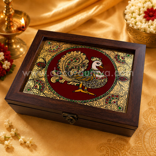 Annapakshi Jewellery Box with Reverse Glass Painting | Traditional Tanjore Art – PVK15