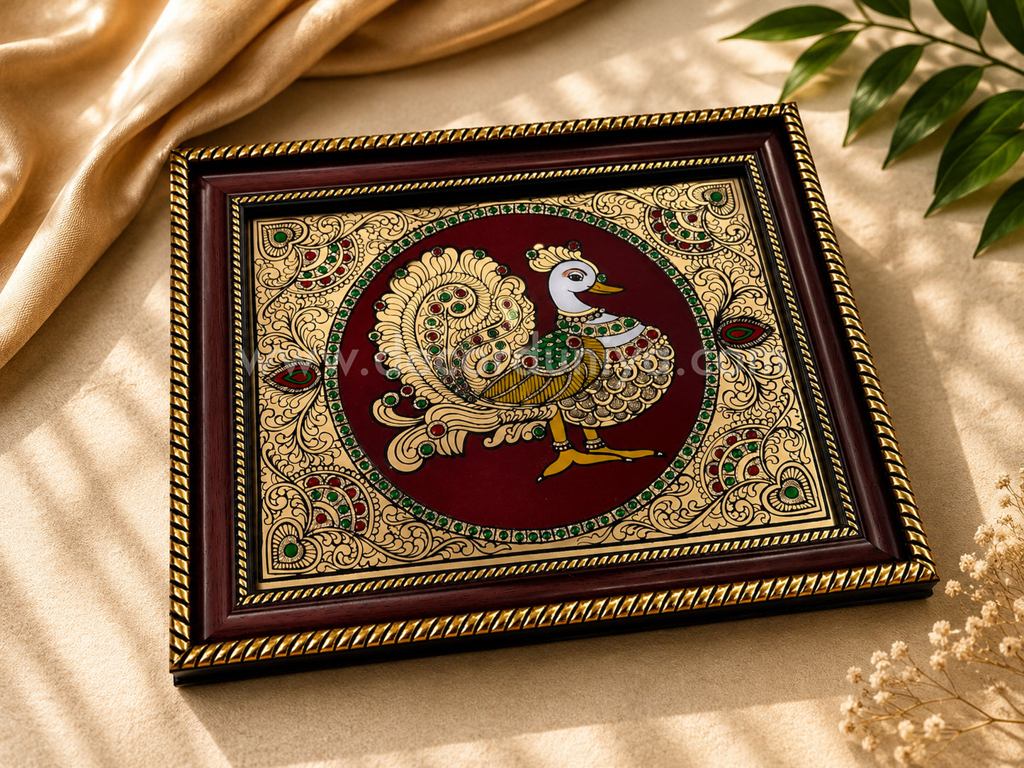 Annapakshi Wall Hanging Frame with Reverse Glass Painting | Traditional Tanjore Art – PVK17