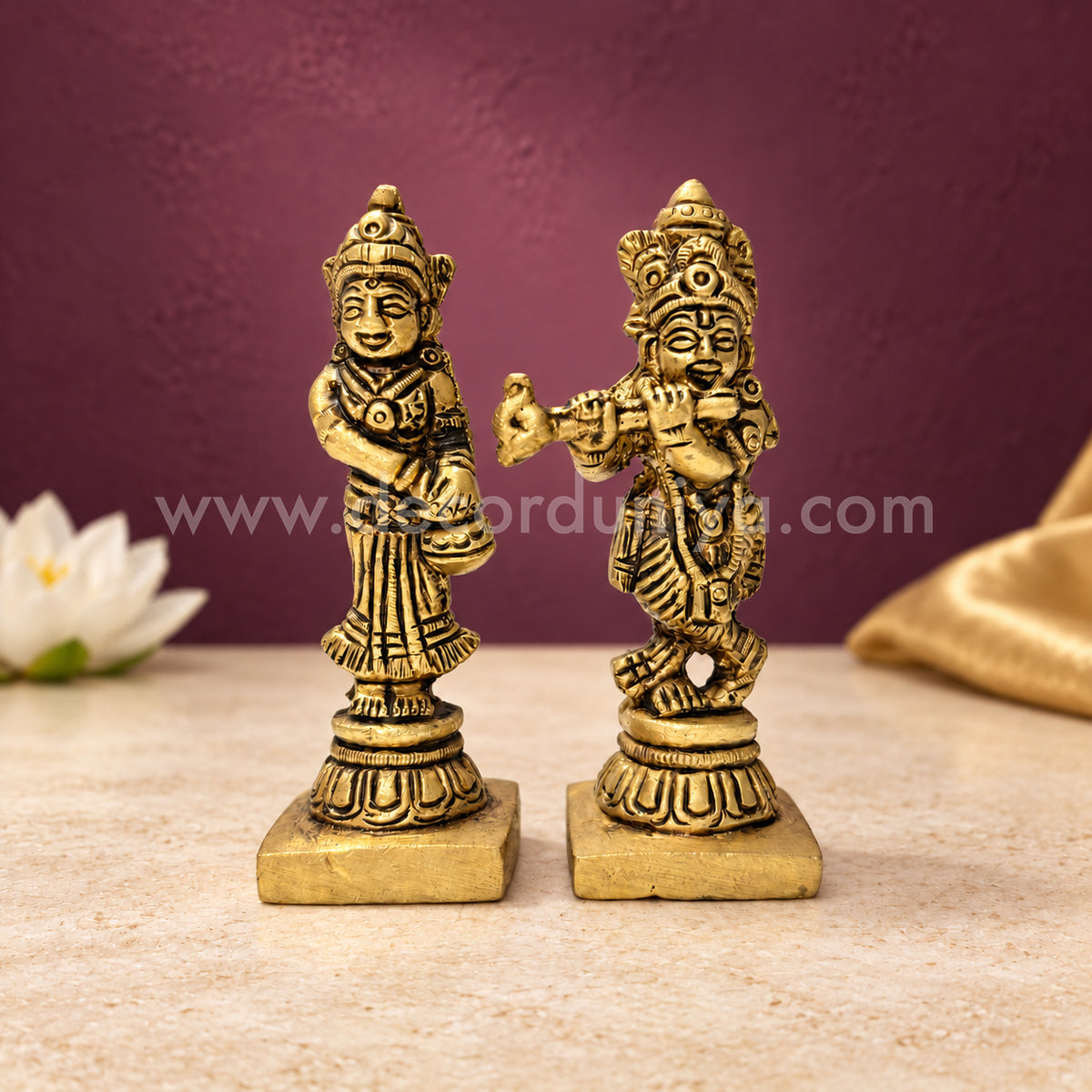 Radha Krishna Brass Idol | Decor Duniya Brass Idols | Pooja & Home Décor – RBN05
