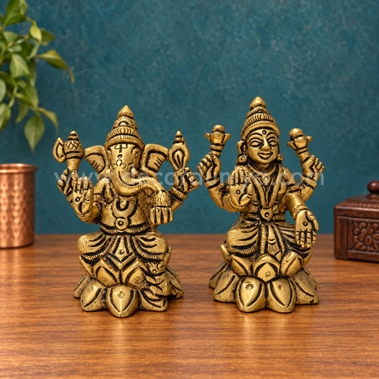 Lakshmi Ganesh | Decor Duniya Brass Idols | Pooja & Home Décor – RBN32