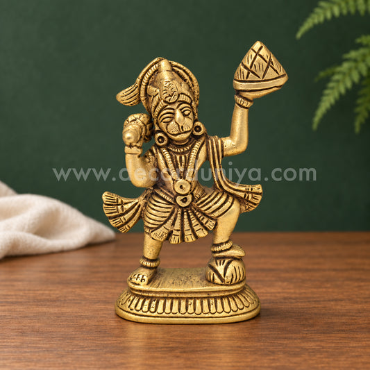 Sanjeevi Hanuman | Sanjeevani Anjaneyar Brass Idol | Decor Duniya Brass Idols | Pooja & Home Décor – RBN35