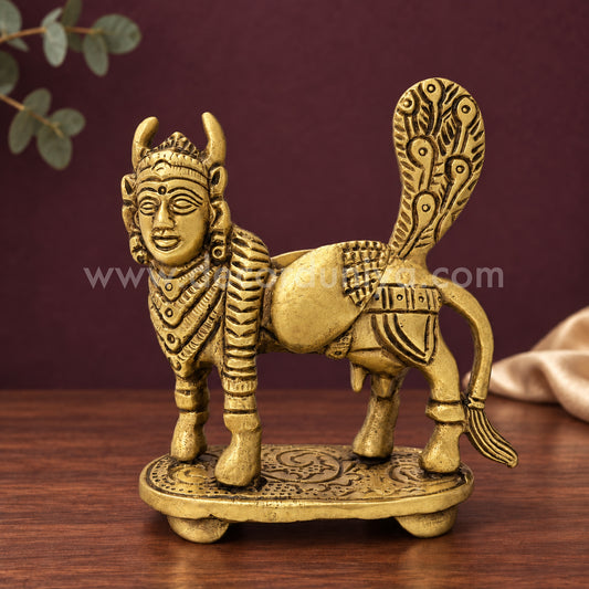 Kamadhenu | Kamadhenu Cow & Calf Brass Idol | Decor Duniya Brass Idols | Pooja & Home Décor – RBN36