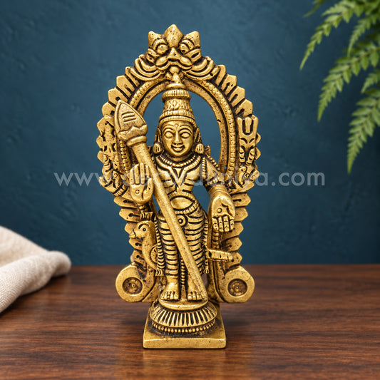Murugar with Arch | Lord Murugan Brass Idol | Decor Duniya Brass Idols | Pooja & Home Décor – RBN54