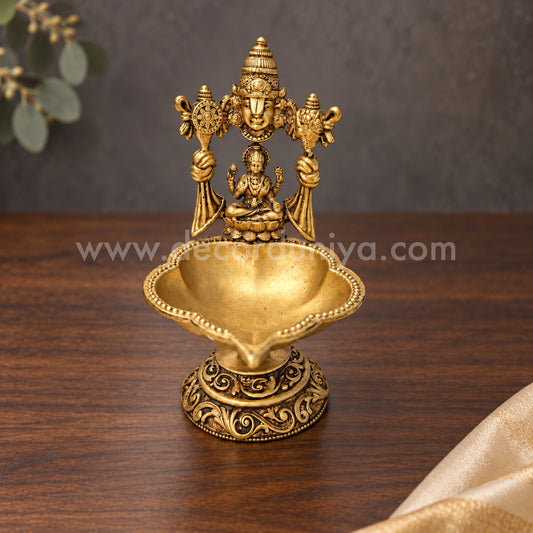 Perumal Lakshmi Vilakku | Lord Venkateswara & Goddess Lakshmi Brass Lamp | Decor Duniya Brass Idols | Pooja & Home Décor – RBN61
