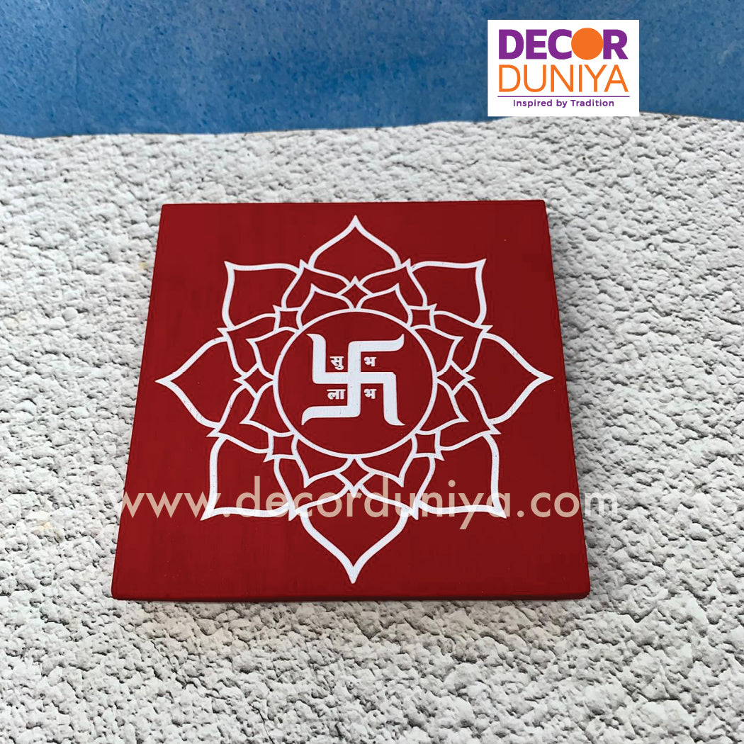 Wooden swastik Kolam Manai - SK6R-C